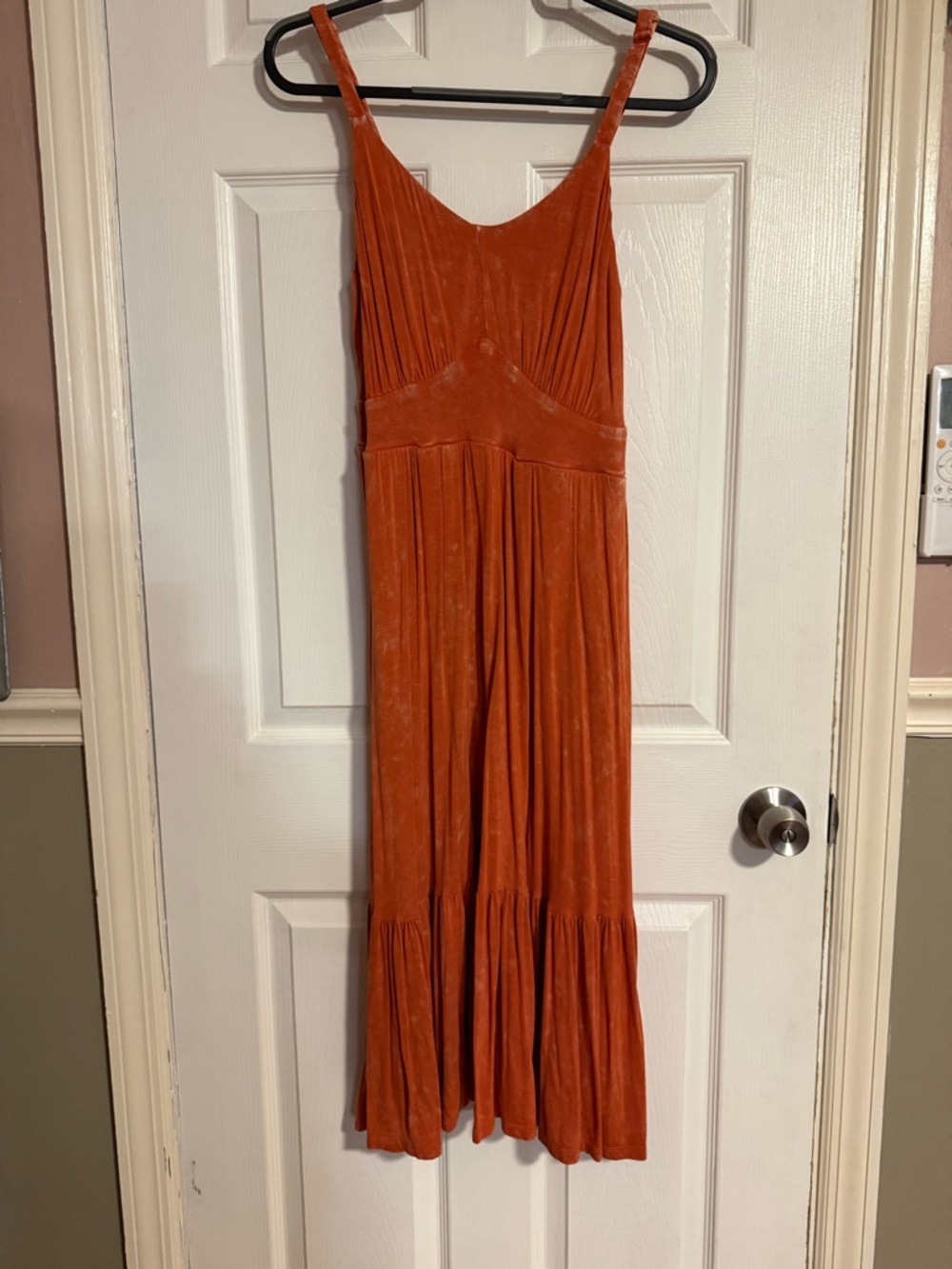 torrid Rust Orange Velvet Maxi Dress with Ruffled Hem